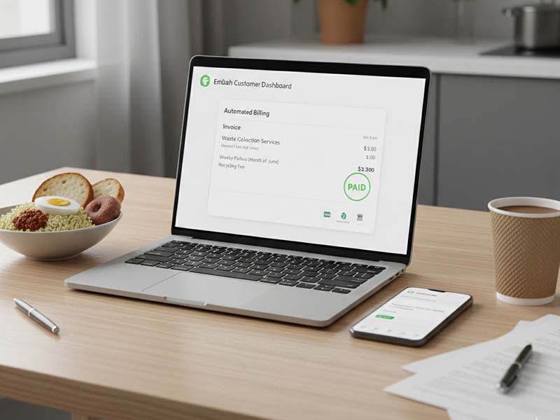 Customer dashboard showing easy billing and payment confirmation