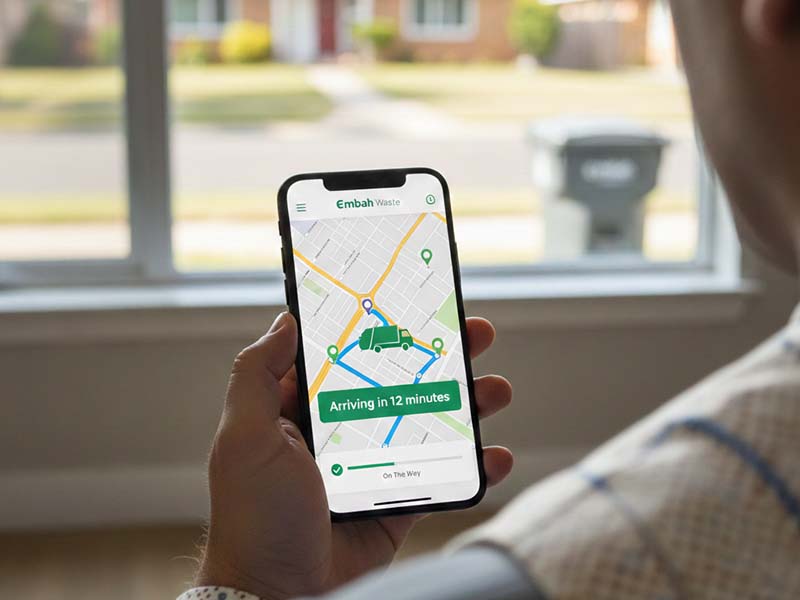 Customer tracking waste collection on smartphone app